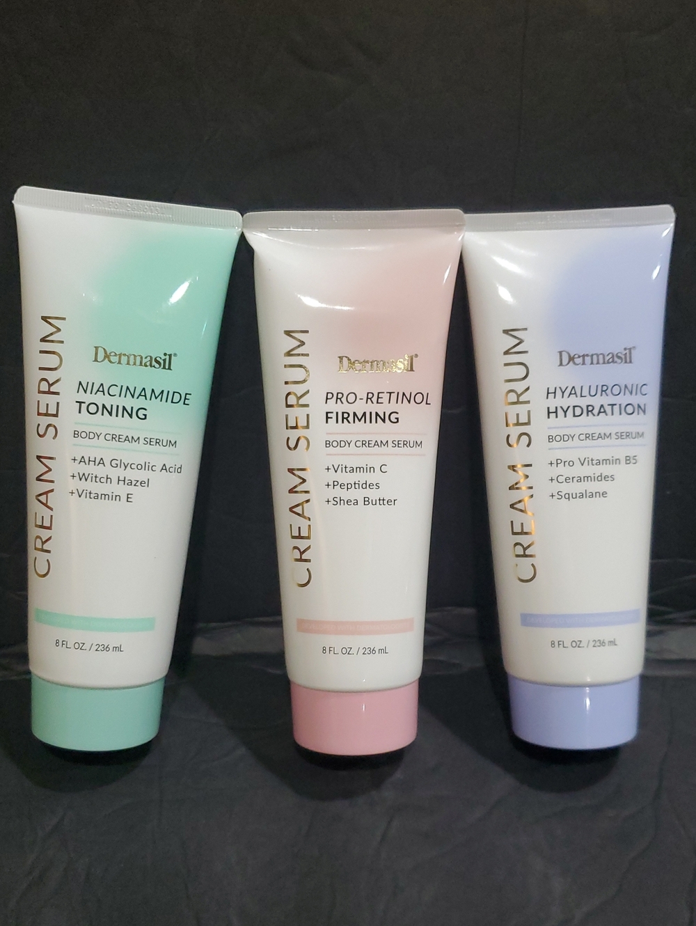 Dermasil 3pack niacinamide pro-retinol and hyaluronic acid body cream serums NEW